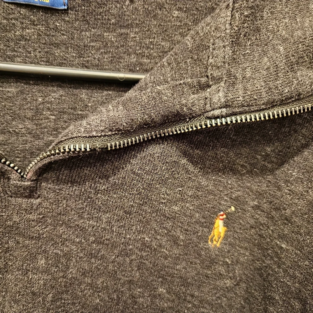 Polo Ralph Lauren Gray Quarter Zip Estate Rib Logo Pony Size XL FLAWED NO ZIPPER